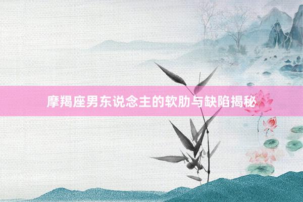 摩羯座男东说念主的软肋与缺陷揭秘
